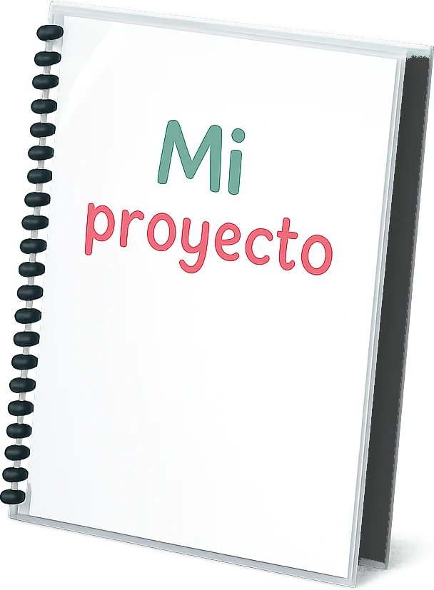 Proyecto encuadernado con espiral negra y portada rígida